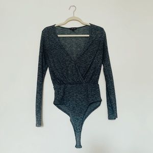 Gray V-Neck Bodysuit